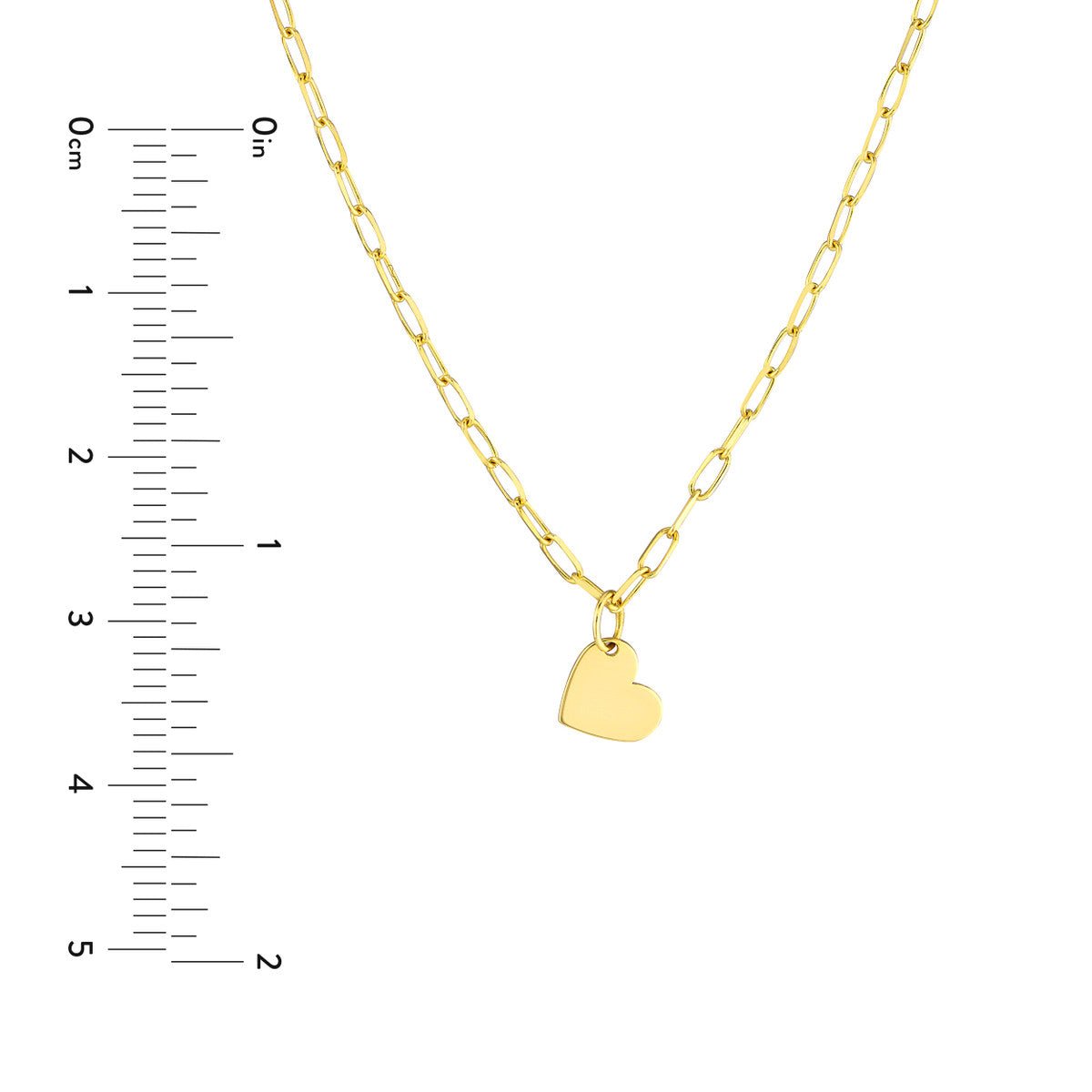 Birmingham Jewelry - 14K Yellow Gold Dangle Heart Paper Clip Necklace - Birmingham Jewelry