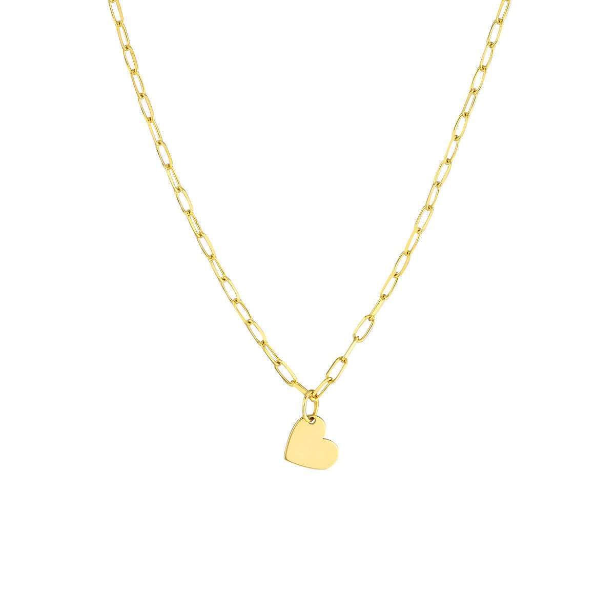 Birmingham Jewelry - 14K Yellow Gold Dangle Heart Paper Clip Necklace - Birmingham Jewelry