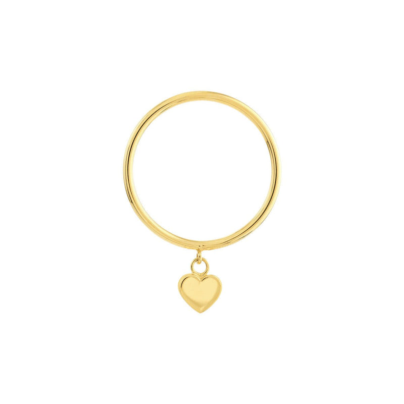 Birmingham Jewelry - 14K Yellow Gold Dangle Heart Wire Ring - Birmingham Jewelry