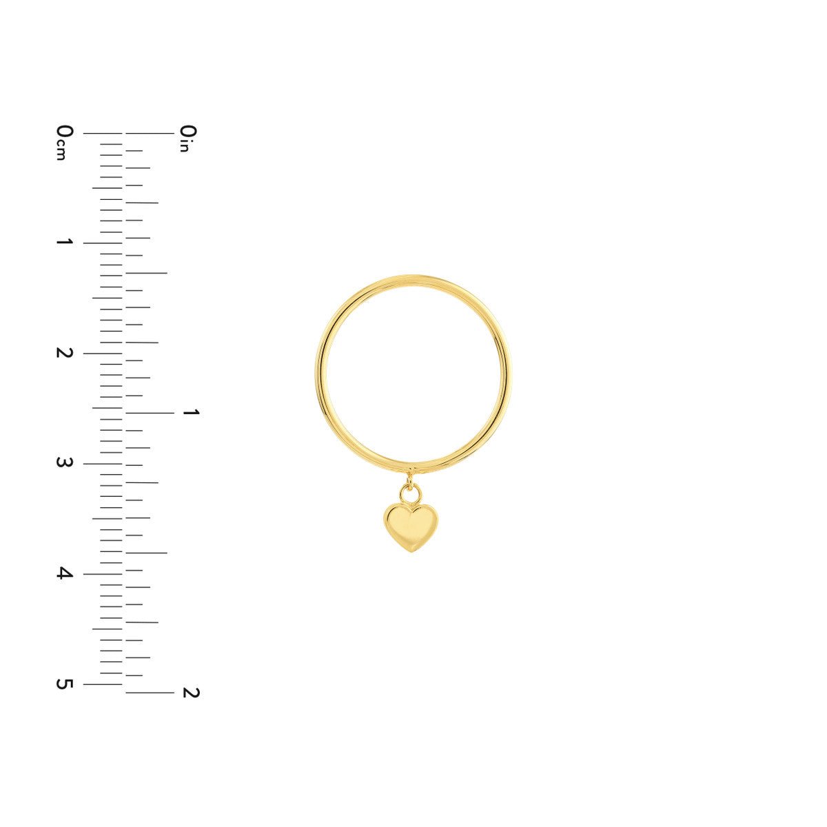 14K Yellow Gold Dangle Heart Wire Ring