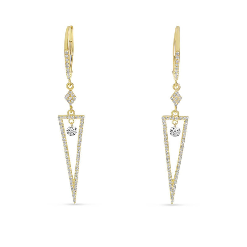 14K Yellow Gold Dashing Diamond Triangle Dangle Earrings Birmingham Jewelry Earrings Birmingham Jewelry 