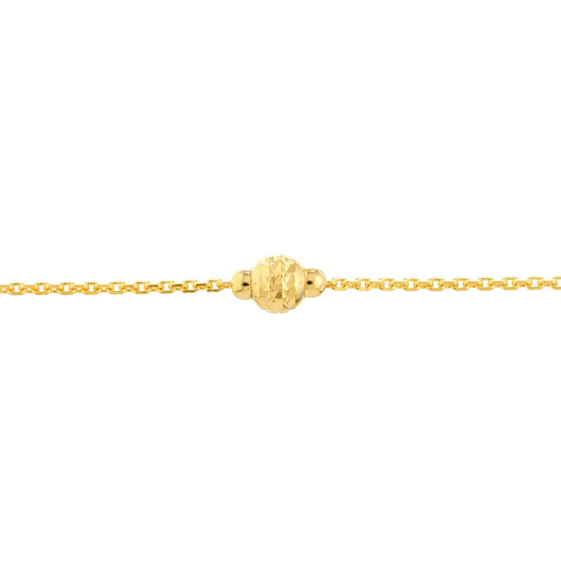 Birmingham Jewelry - 14K Yellow Gold D/C and Mini Polished Bead Adjustable Anklet - Birmingham Jewelry