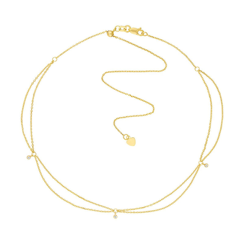 Birmingham Jewelry - 14K Yellow Gold Diamond Chain Drape Adjustable Choker - Birmingham Jewelry