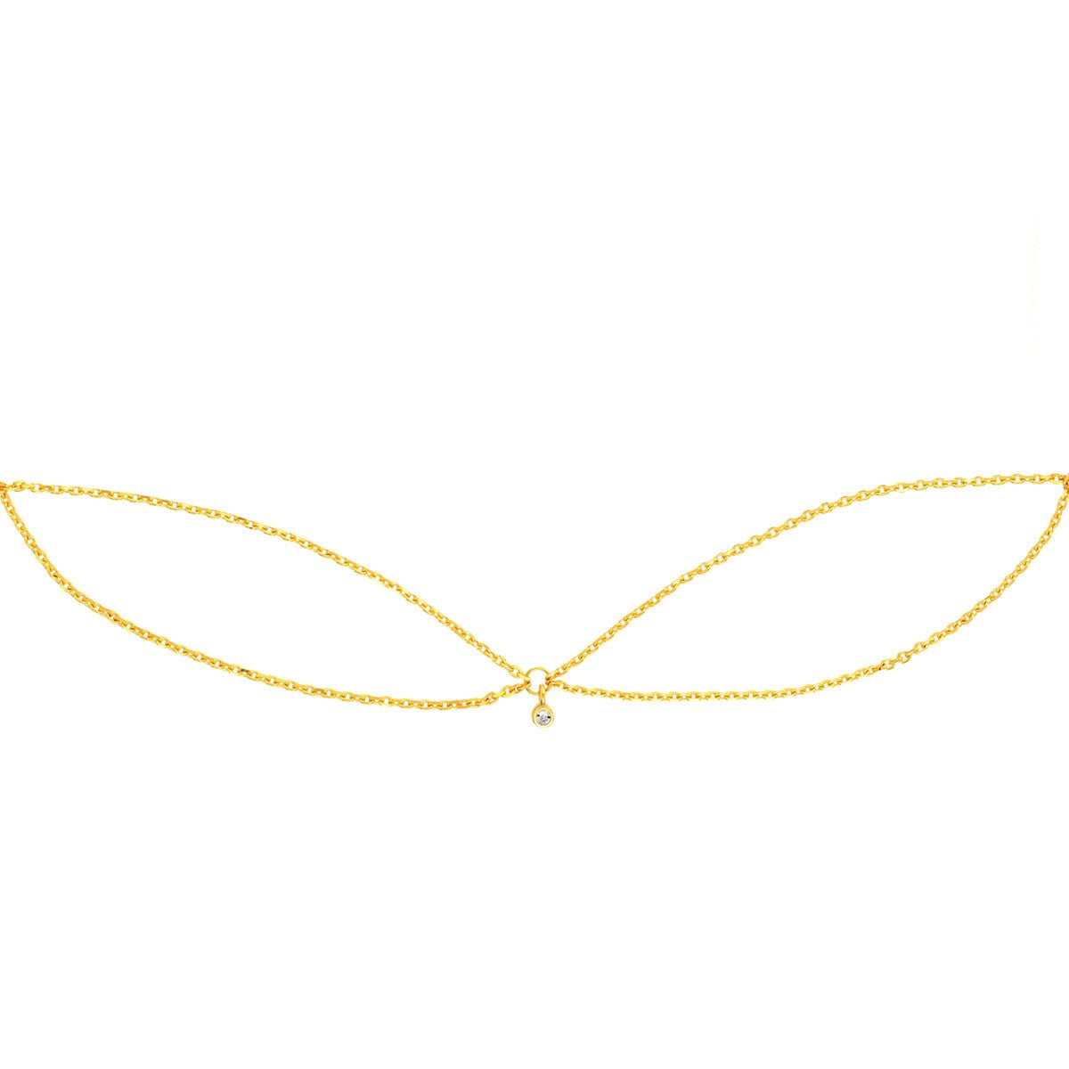 Birmingham Jewelry - 14K Yellow Gold Diamond Chain Drape Adjustable Choker - Birmingham Jewelry