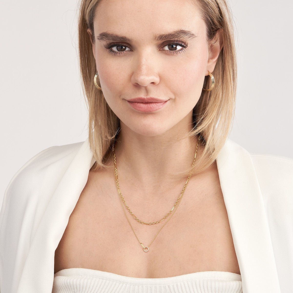 Birmingham Jewelry - 14K Yellow Gold Diamond Circle Duet Layered Necklace - Birmingham Jewelry