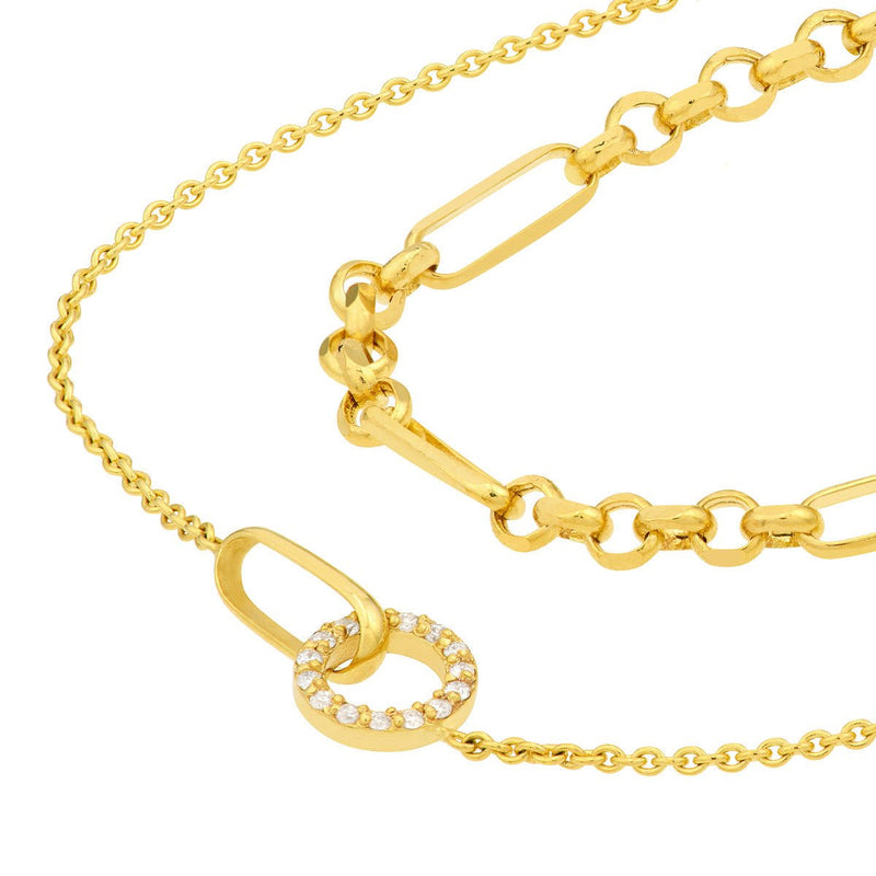 Birmingham Jewelry - 14K Yellow Gold Diamond Circle Duet Layered Necklace - Birmingham Jewelry