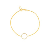 Birmingham Jewelry - 14K Yellow Gold Diamond Circle on Curb Chain Bracelet - Birmingham Jewelry