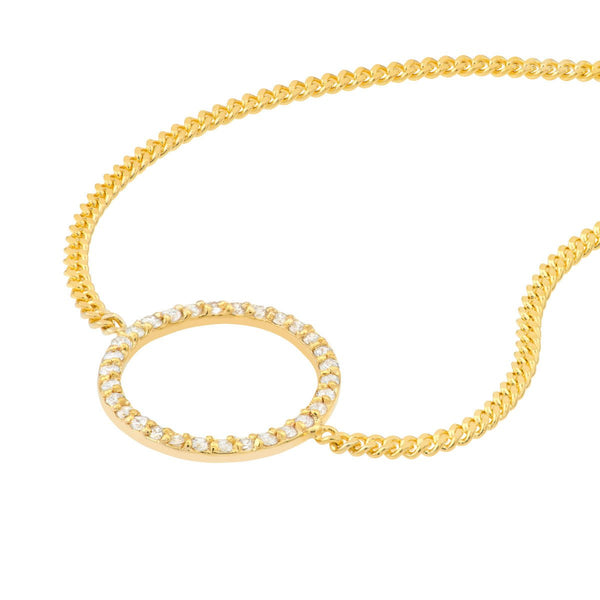 Birmingham Jewelry - 14K Yellow Gold Diamond Circle on Curb Chain Bracelet - Birmingham Jewelry