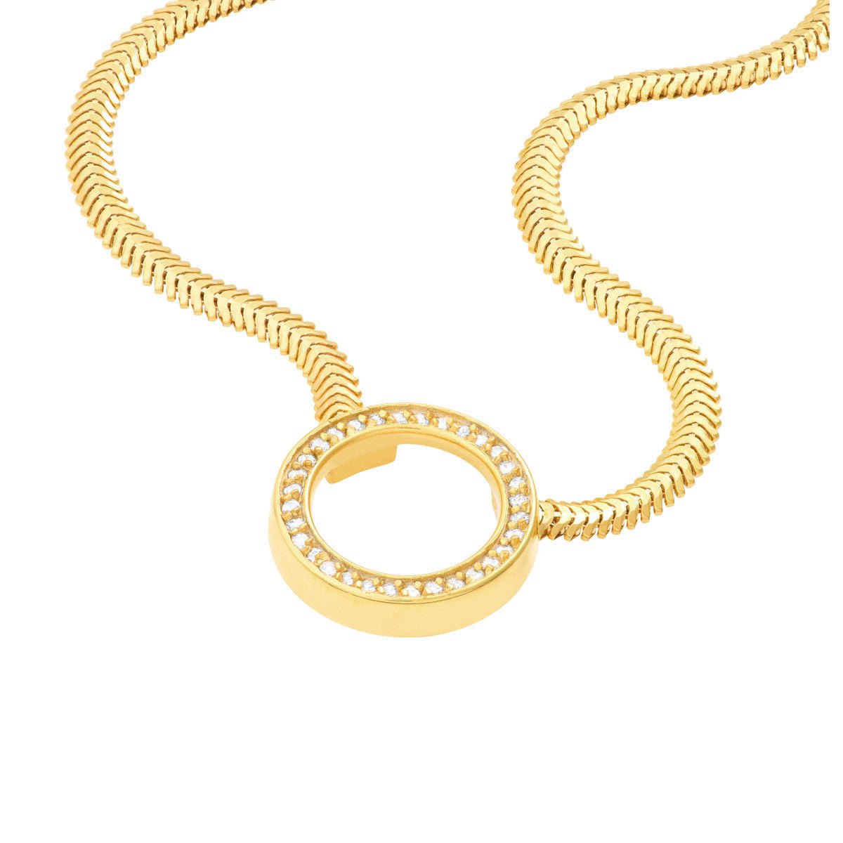 Birmingham Jewelry - 14K Yellow Gold Diamond Circle Snake Necklace - Birmingham Jewelry