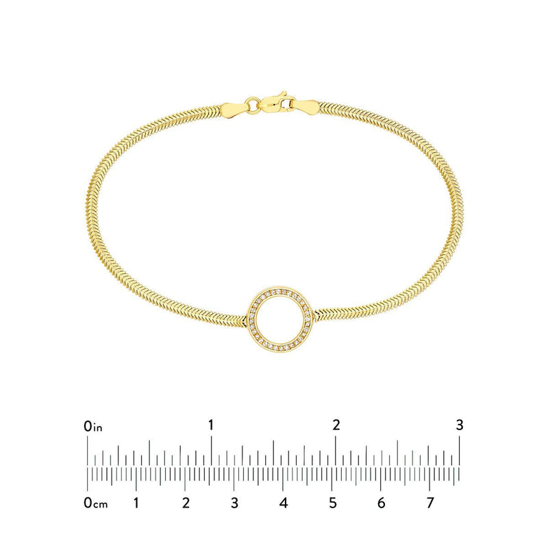 Birmingham Jewelry - 14K Yellow Gold Diamond Circle Station Snake Bracelet - Birmingham Jewelry