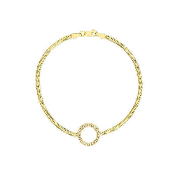 Birmingham Jewelry - 14K Yellow Gold Diamond Circle Station Snake Bracelet - Birmingham Jewelry