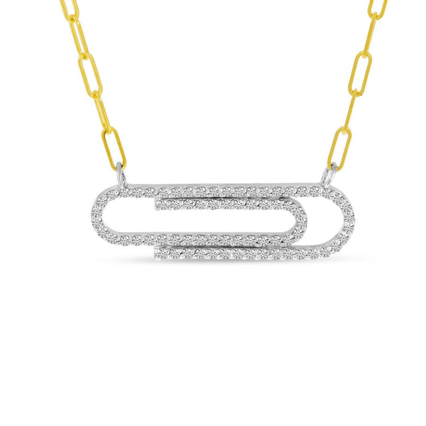 14K Yellow Gold Diamond Classic Paperclip Necklace Birmingham Jewelry Necklace Birmingham Jewelry 