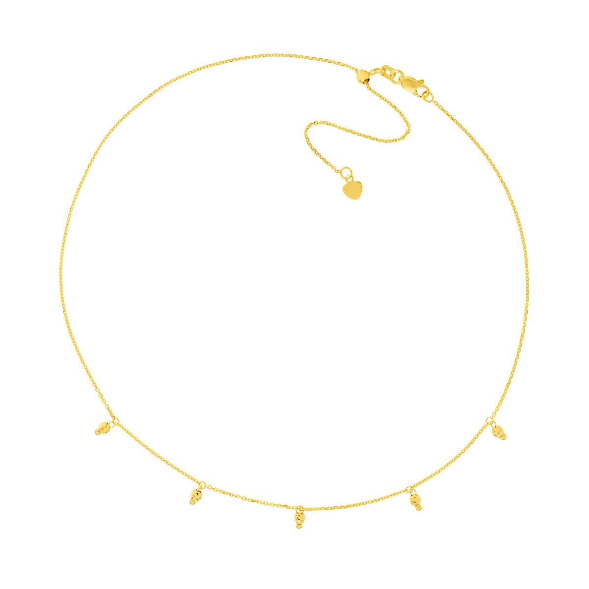 Birmingham Jewelry - 14K Yellow Gold Diamond-Cut Bead Drops Adjustable Choker - Birmingham Jewelry
