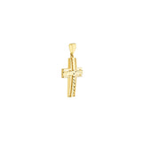 Birmingham Jewelry - 14K Yellow Gold Diamond Cut Middle 3D Cross Pendant - Birmingham Jewelry
