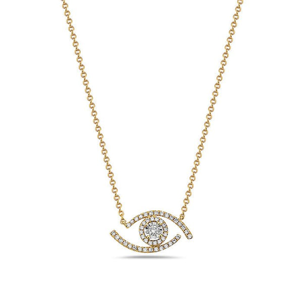 14K Yellow Gold Diamond Eye Necklace Birmingham Jewelry Necklace Birmingham Jewelry 