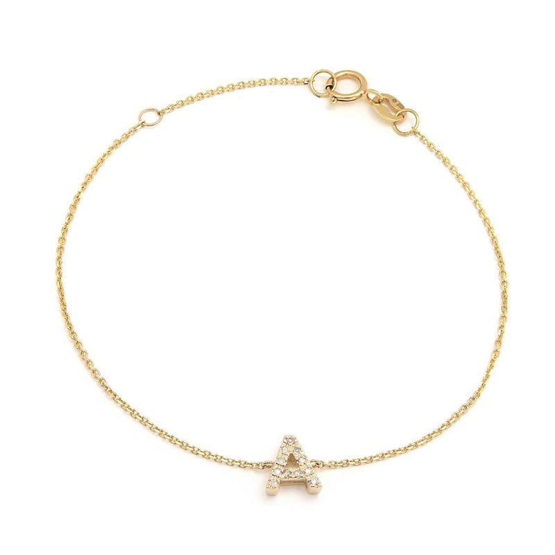 Birmingham Jewelry - 14K Yellow Gold Diamond Initial "A" Bracelet - Birmingham Jewelry