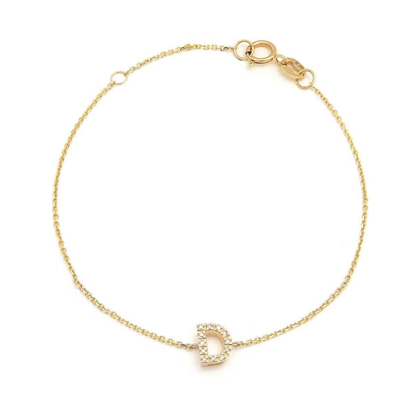 Birmingham Jewelry - 14K Yellow Gold Diamond Initial "D" Bracelet - Birmingham Jewelry