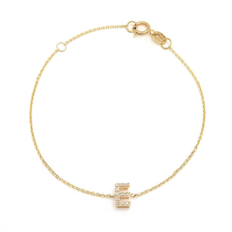 Birmingham Jewelry - 14K Yellow Gold Diamond Initial "E" Bracelet - Birmingham Jewelry