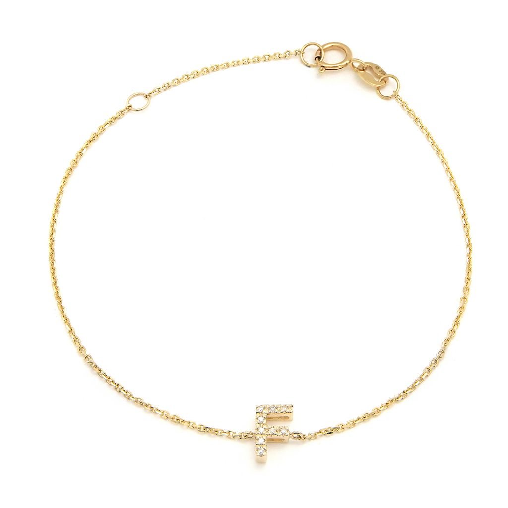 Birmingham Jewelry - 14K Yellow Gold Diamond Initial "F" Bracelet - Birmingham Jewelry