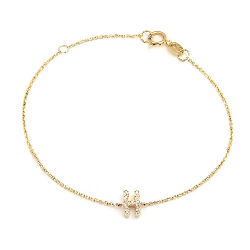 Birmingham Jewelry - 14K Yellow Gold Diamond Initial "H" Bracelet - Birmingham Jewelry