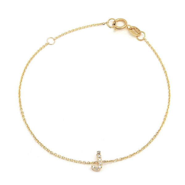 Birmingham Jewelry - 14K Yellow Gold Diamond Initial "J" Bracelet - Birmingham Jewelry