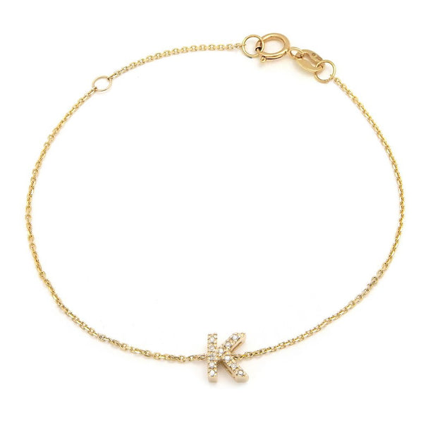 Birmingham Jewelry - 14K Yellow Gold Diamond Initial "K" Bracelet - Birmingham Jewelry