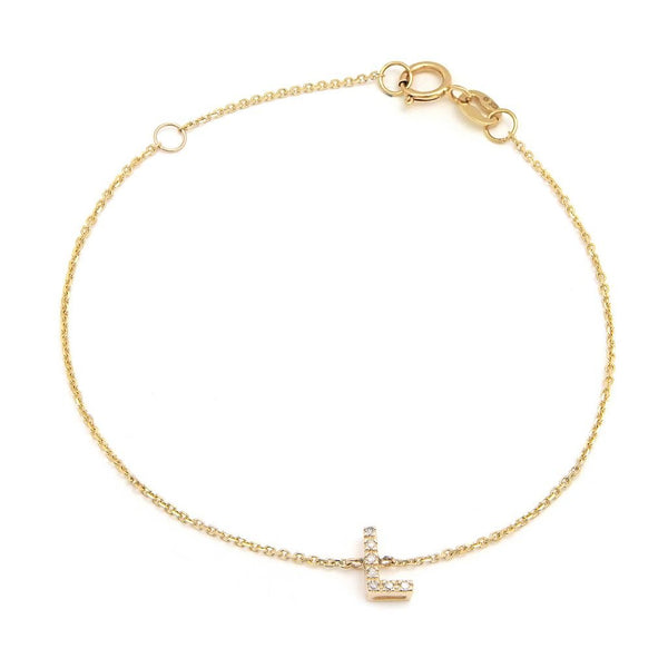 Birmingham Jewelry - 14K Yellow Gold Diamond Initial "L" Bracelet - Birmingham Jewelry