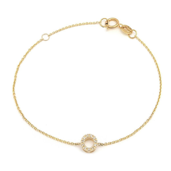 Birmingham Jewelry - 14K Yellow Gold Diamond Initial "O" Bracelet - Birmingham Jewelry