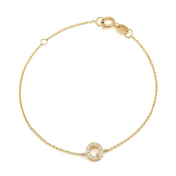 Birmingham Jewelry - 14K Yellow Gold Diamond Initial "Q" Bracelet - Birmingham Jewelry