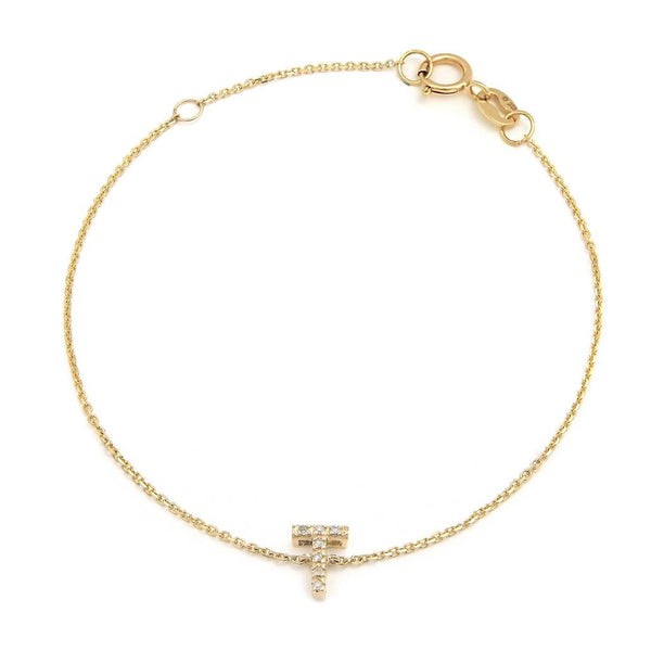 Birmingham Jewelry - 14K Yellow Gold Diamond Initial "T" Bracelet - Birmingham Jewelry