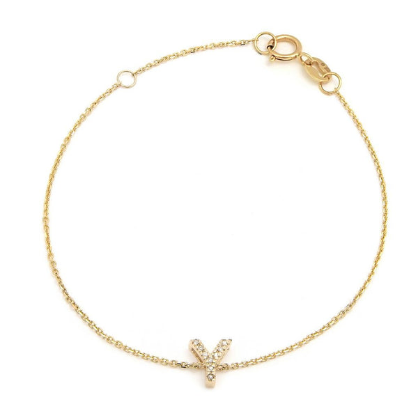 Birmingham Jewelry - 14K Yellow Gold Diamond Initial "Y" Bracelet - Birmingham Jewelry