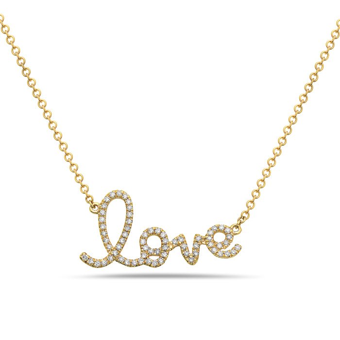 14K Yellow Gold Diamond Love Necklace Birmingham Jewelry Necklace Birmingham Jewelry 