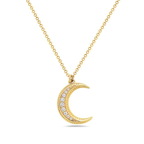 14K Yellow Gold Diamond Moon Necklace Birmingham Jewelry Necklace Birmingham Jewelry 