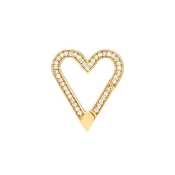 Birmingham Jewelry - 14K Yellow Gold Diamond Open Heart Push Lock - Birmingham Jewelry