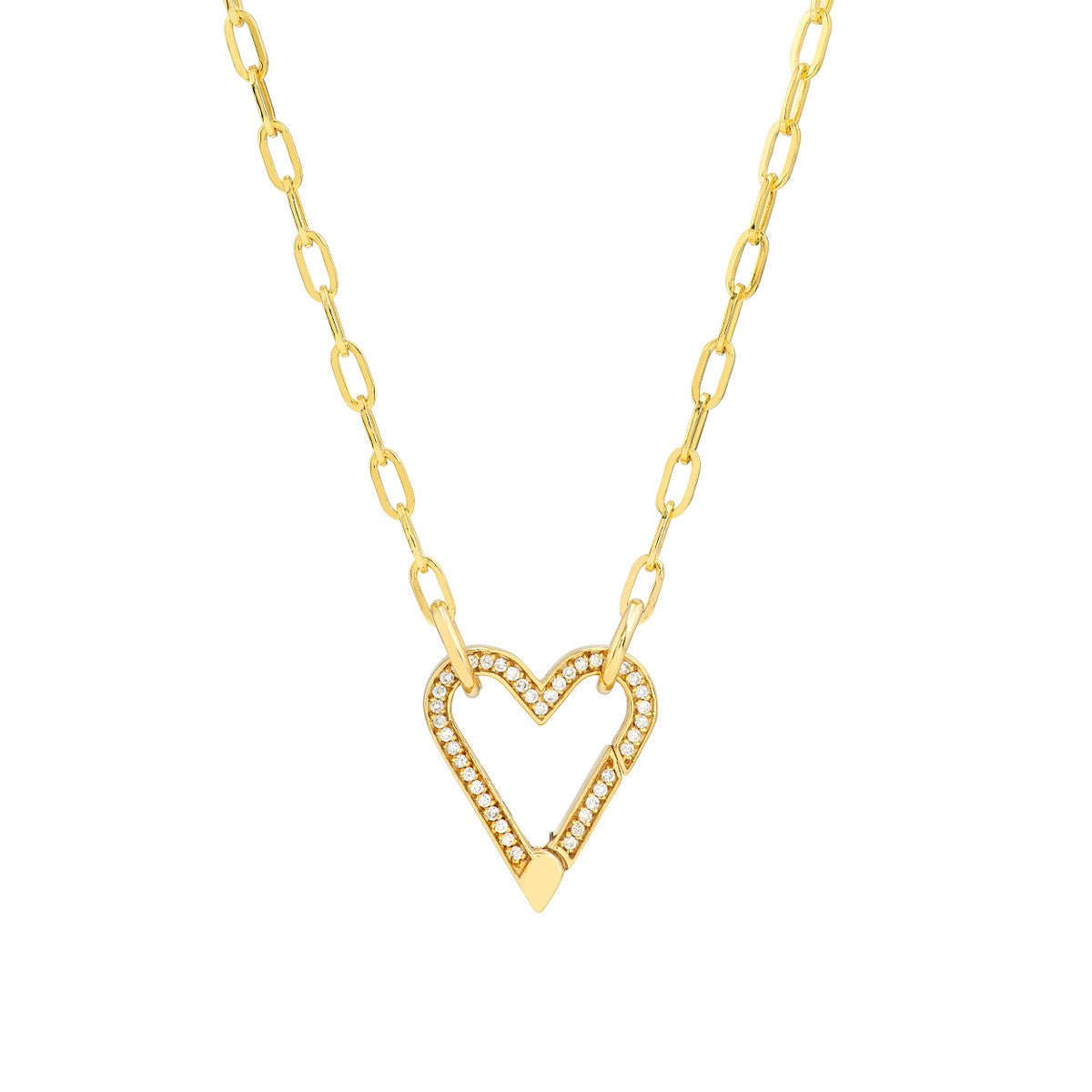 Birmingham Jewelry - 14K Yellow Gold Diamond Open Heart Push Lock - Birmingham Jewelry