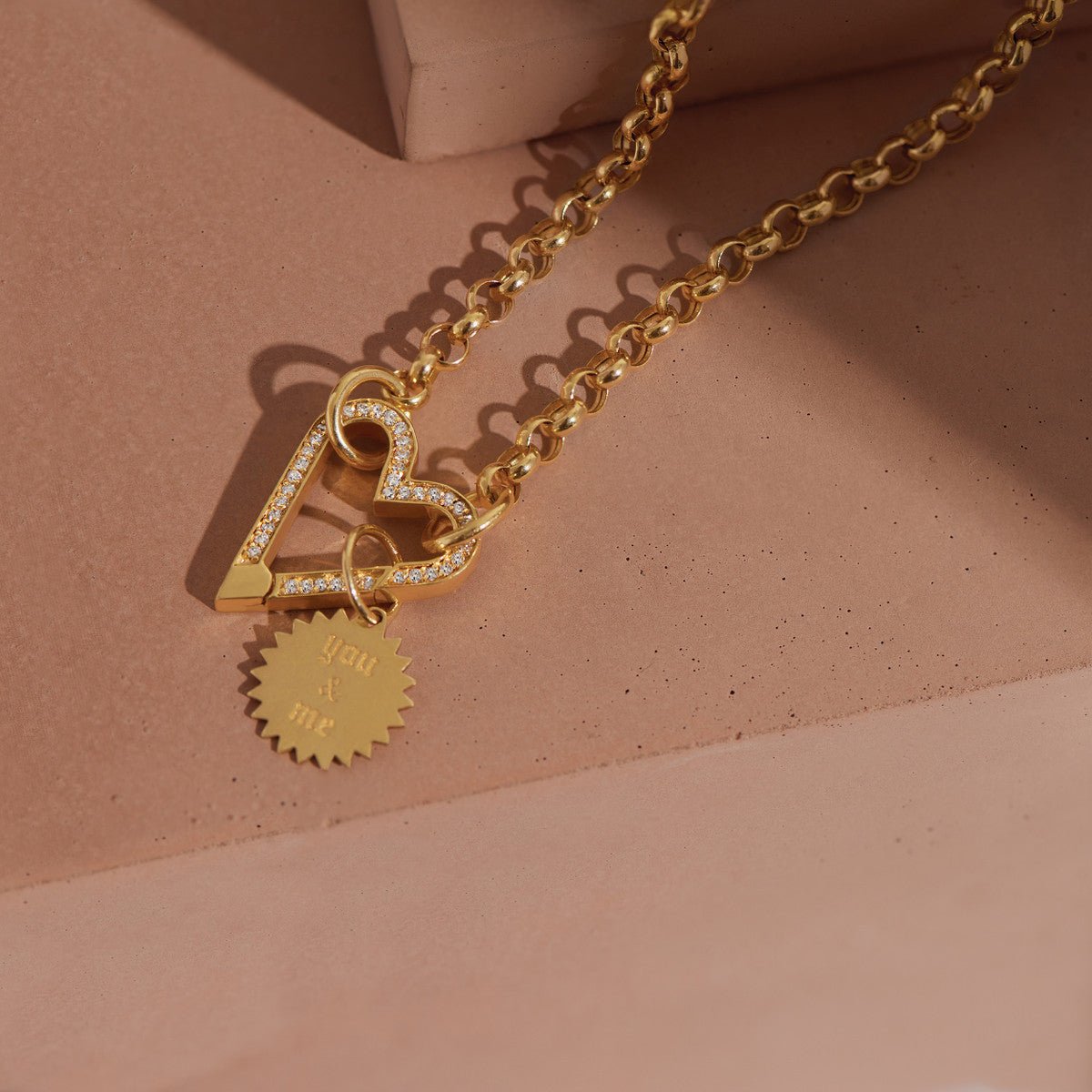 Birmingham Jewelry - 14K Yellow Gold Diamond Open Heart Push Lock - Birmingham Jewelry