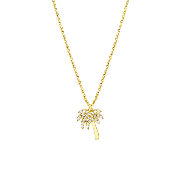 Birmingham Jewelry - 14K Yellow Gold Diamond Palm Tree Adj Necklace - Birmingham Jewelry