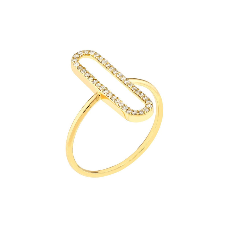 Birmingham Jewelry - 14K Yellow Gold Diamond Paper Clip Frame Ring - Birmingham Jewelry