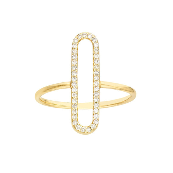 Birmingham Jewelry - 14K Yellow Gold Diamond Paper Clip Frame Ring - Birmingham Jewelry