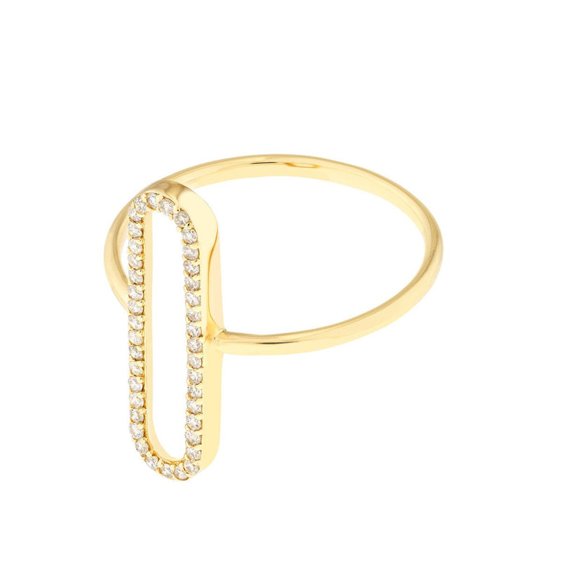 Birmingham Jewelry - 14K Yellow Gold Diamond Paper Clip Frame Ring - Birmingham Jewelry