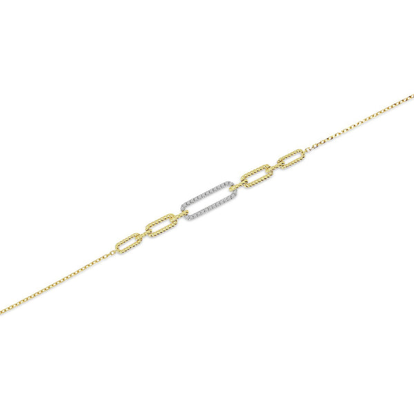 14K Yellow Gold Diamond Paperclip Chain Bracelet Birmingham Jewelry Bracelet Birmingham Jewelry 