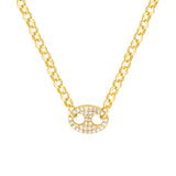 Birmingham Jewelry - 14K Yellow Gold Diamond Puff Link on Rolo Necklace - Birmingham Jewelry