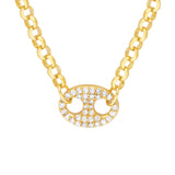 Birmingham Jewelry - 14K Yellow Gold Diamond Puff Link on Rolo Necklace - Birmingham Jewelry