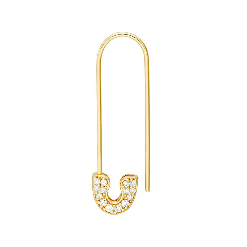 Birmingham Jewelry - 14K Yellow Gold Diamond Safety Pin Threader Earrings - Birmingham Jewelry
