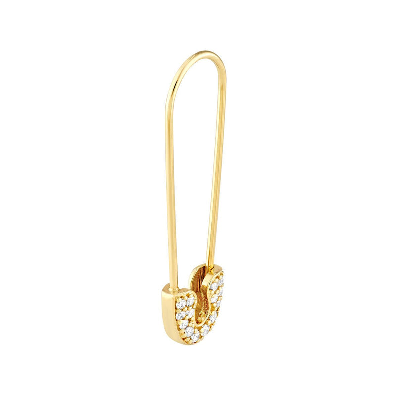 Birmingham Jewelry - 14K Yellow Gold Diamond Safety Pin Threader Earrings - Birmingham Jewelry