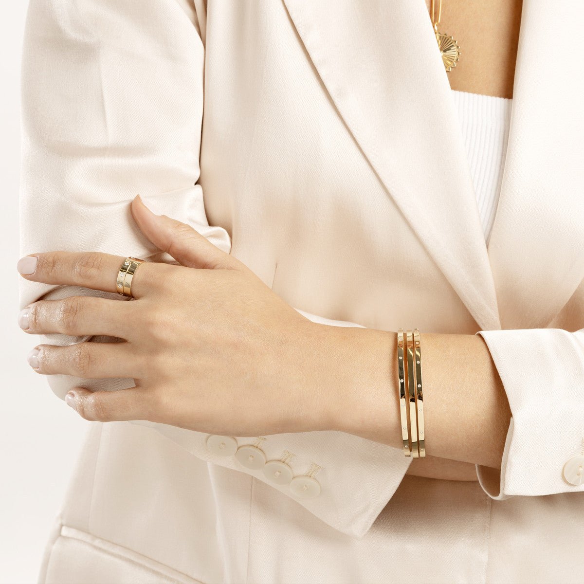 14K Yellow Gold Diamond Square Tube Bangle Birmingham Jewelry Bangle Bracelet Birmingham Jewelry 