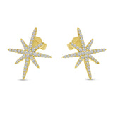14K Yellow Gold Diamond Starburst Earrings Birmingham Jewelry Earrings Birmingham Jewelry 