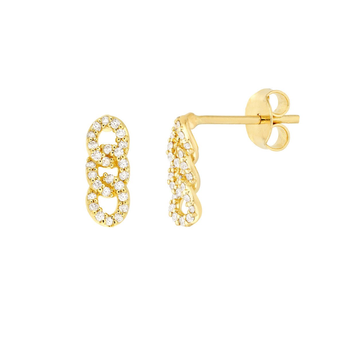 Birmingham Jewelry - 14K Yellow Gold Diamond Triple Link Earrings - Birmingham Jewelry