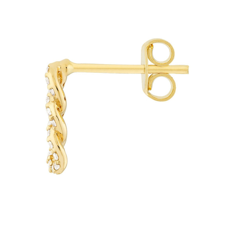 Birmingham Jewelry - 14K Yellow Gold Diamond Triple Link Earrings - Birmingham Jewelry