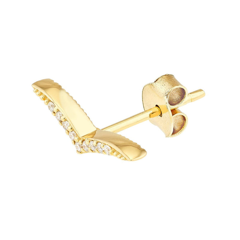 Birmingham Jewelry - 14K Yellow Gold Diamond Wing Micro Stud Earrings - Birmingham Jewelry